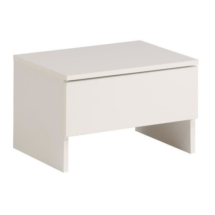 PARISOT Ensemble chambre lit 140x190 cm + 2 chevets blanc brillant - L