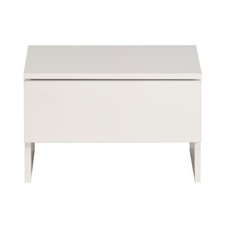 PARISOT Ensemble chambre lit 140x190 cm + 2 chevets blanc brillant - L