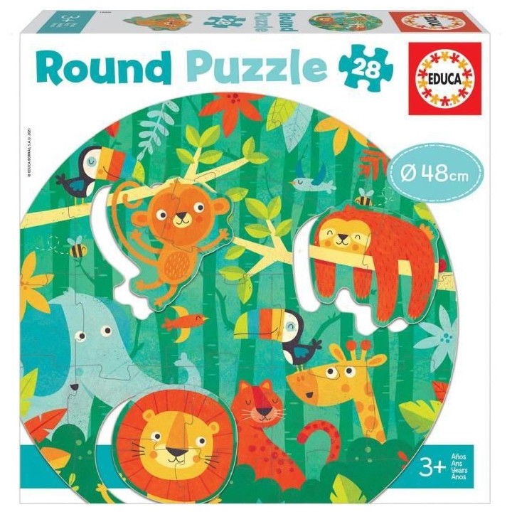EDUCA - Puzzle - Puzzle rond la jungle 28 pcs