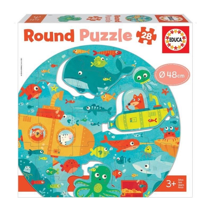 EDUCA - Puzzle - Puzzle rond sous la mer 28 pcs