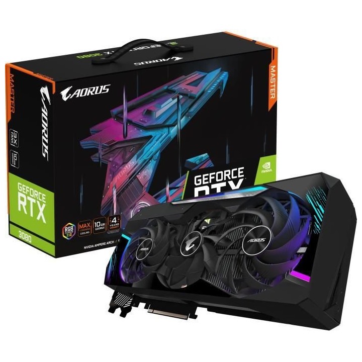 GIGABYTE - GV-N3080AORUS M-10GD - Carte Graphique AORUS RTX 3080 MASTE