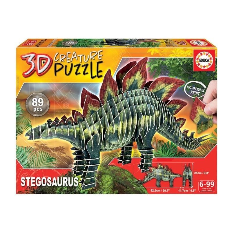 EDUCA - Puzzle - Stegosaurus 3D Creature Puzzle