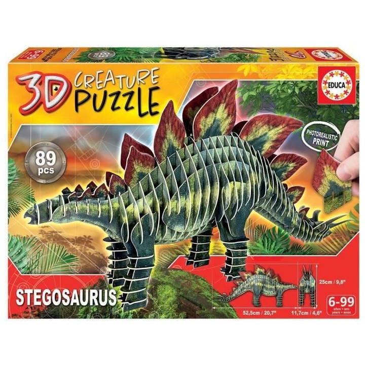EDUCA - Puzzle - Stegosaurus 3D Creature Puzzle