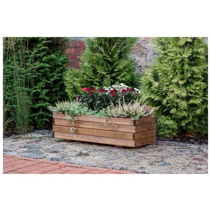 EKJU Bac a fleurs rectangulaire en pin du nord de l'Europe - 80 x 40 x