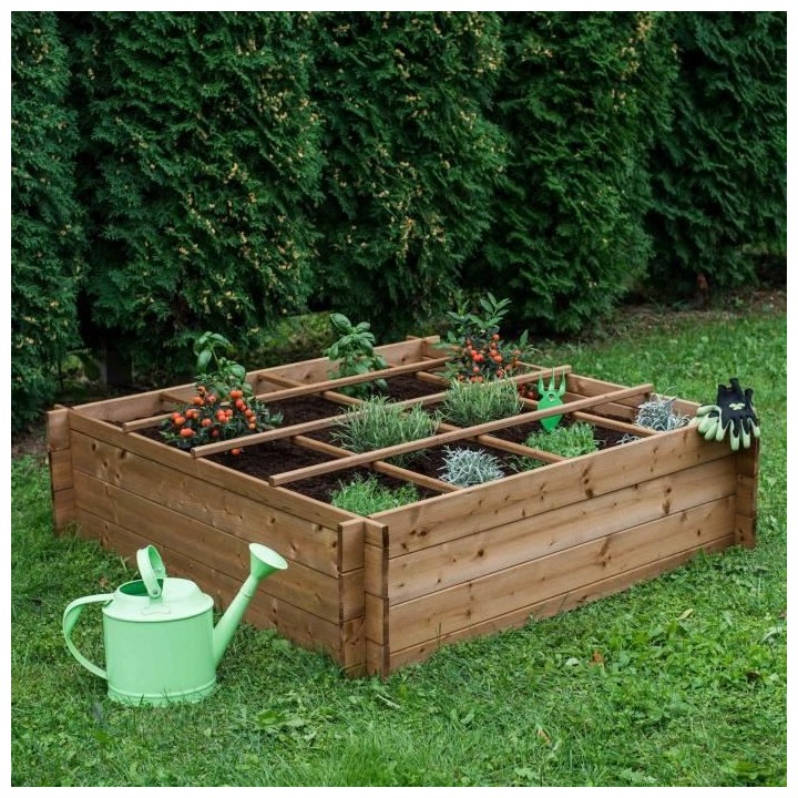 EKJU - Carré potager 16 séparations en pin du Nord de l'Europe FSC t