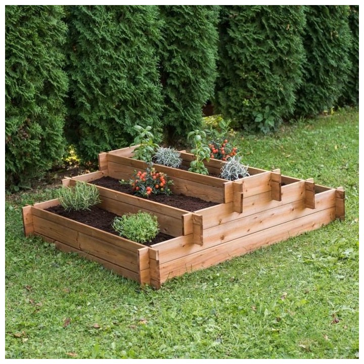 EKJU - Carré potager en espalier en pin du Nord de l'Europe FSC teint