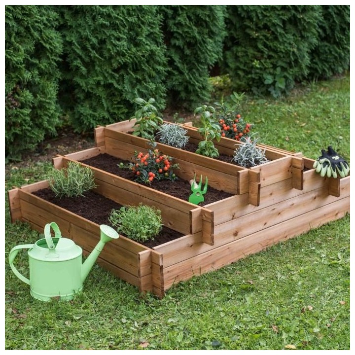 EKJU - Carré potager en espalier en pin du Nord de l'Europe FSC teint