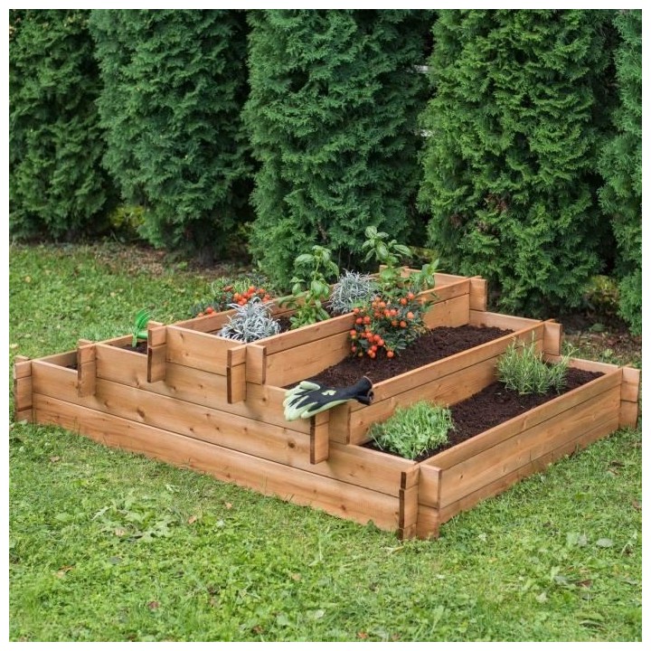 EKJU - Carré potager en espalier en pin du Nord de l'Europe FSC teint