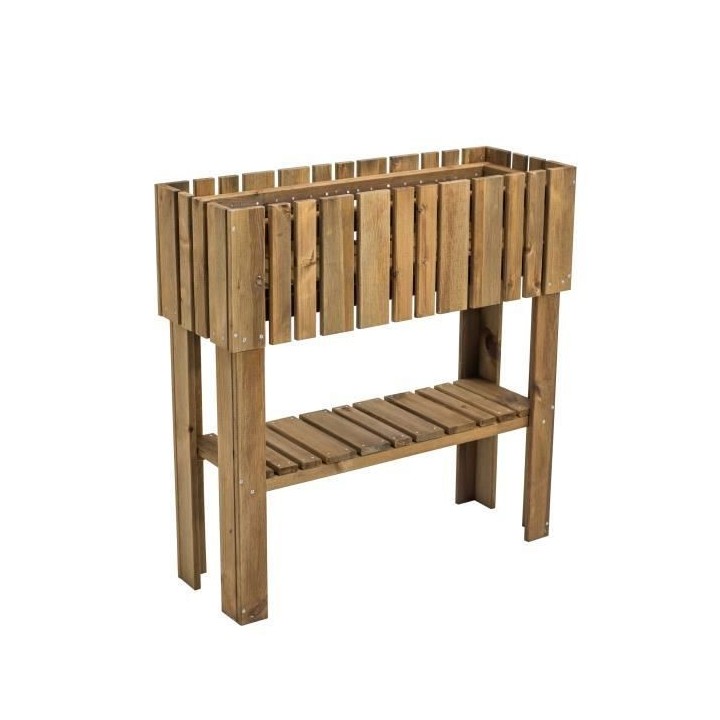 EKJU - Carré potager surélevé avec étagere en pin du Nord de l'Eur