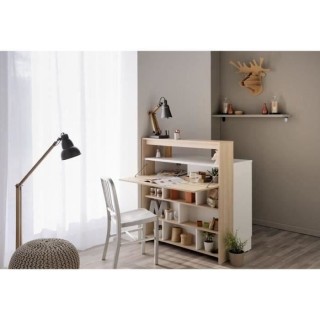 EKIPA Meubles multi fonction 2 portes + 1 tiroir - Décor chene clair