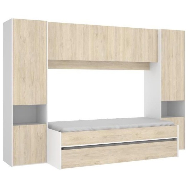 KWAI Lit gigogne enfant avec multiples rangements - 90 x 190 cm