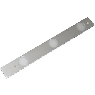 Réglette plate LED 3x 6,2W - Capteur de mouvement - 50cm - Inox bross