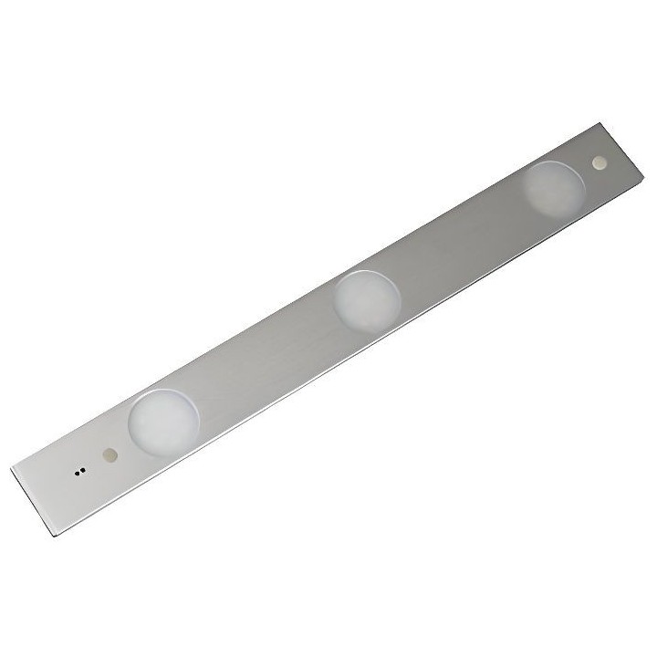 Réglette plate LED 3x 6,2W - Capteur de mouvement - 50cm - Inox bross