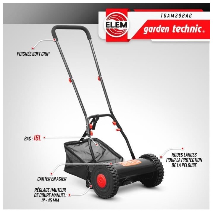 Tondeuse manuelle 30 cm ELEM GARDEN