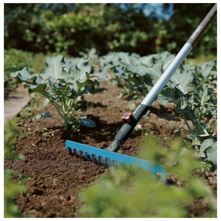 GARDENA Râteau de jardin 36cm Combisystem - Acier robuste - 14 dents