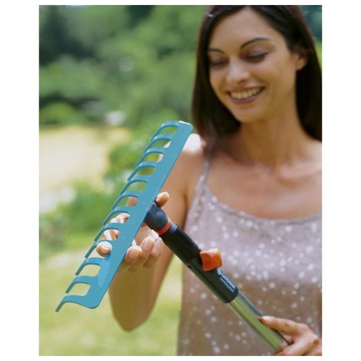 GARDENA Râteau de jardin 36cm Combisystem - Acier robuste - 14 dents