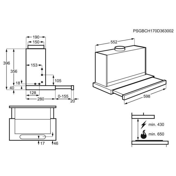Hotte tiroir ELECTROLUX EFP60460OX SÉRIE 300 - 1 moteur - Débit d'ai