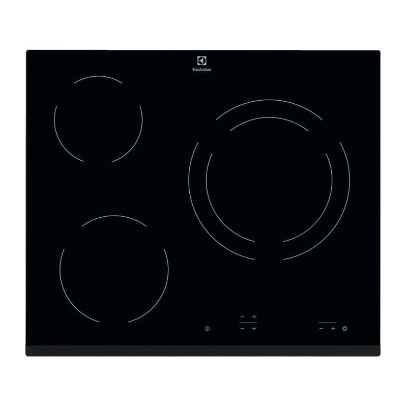 ELECTROLUX EHF6231FOK Plaque de cuisson vitrocéramique - 3 zones - 5700W - L59 x P52cm - Revetement verre - Noir