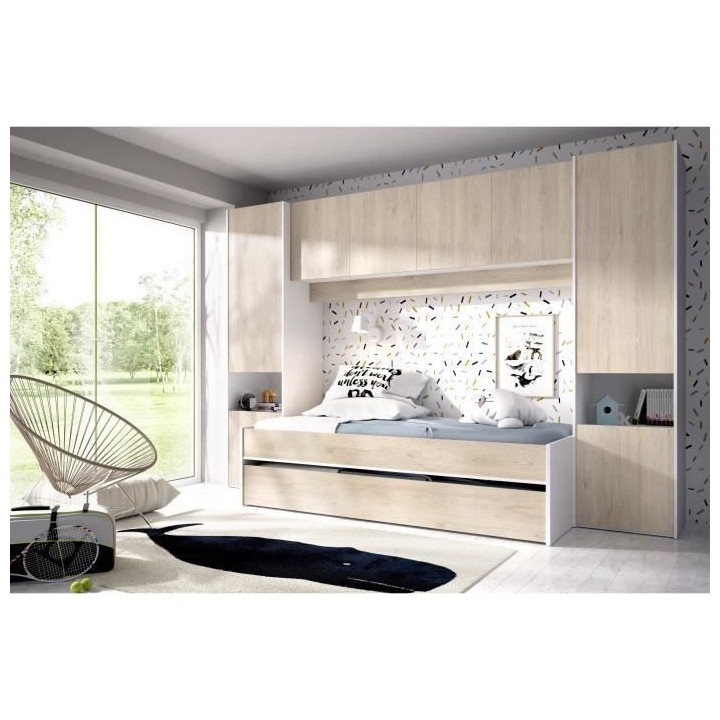 KWAI Lit gigogne enfant avec multiples rangements - 90 x 190 cm