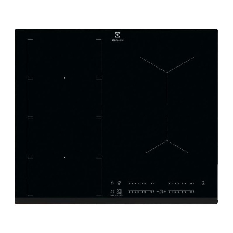 Table de Cuisson Induction ELECTROLUX - 4 foyers - Zones modulables - FlexiBridge Série 600 - Mode chef - L60 x P52 - EIV654