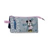 Trousse Fourre-Tout Triple Minnie Mouse Style Bleu 22 x 12 x 5 cm