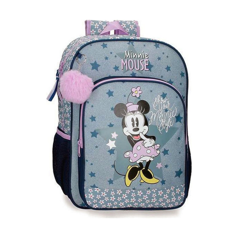 Cartable Minnie Mouse Style Adaptable au chariot pour sac à dos Bleu 30 x 40 x 13 cm