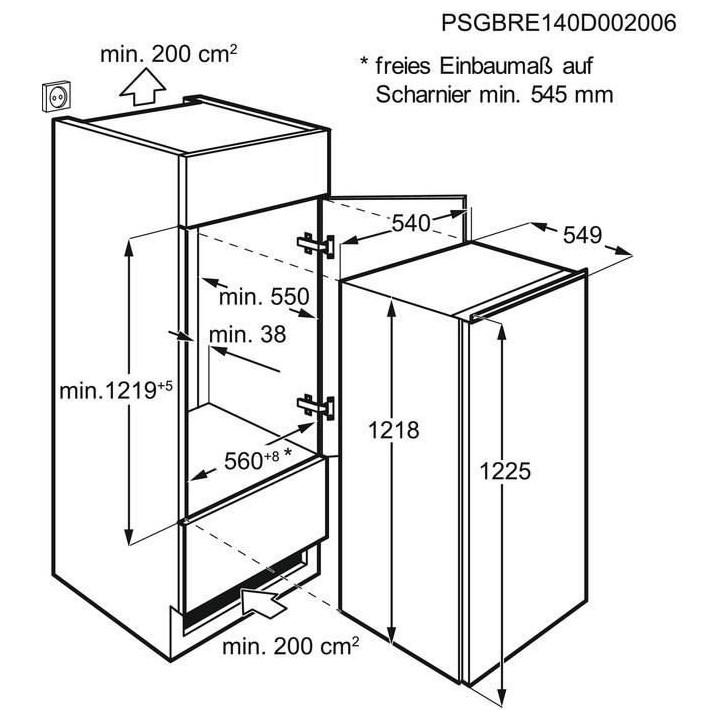 Electrolux ERB3DF12S - Réfrigérateur 1 Porte Encastrable - 207L - Fr