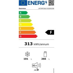 ELECTROLUX LNT5MF36U0 - Réfrigérateur congélateur bas - 360L (266+94)- Froid ventilé - No Frost - H201 x L60cm - Inox