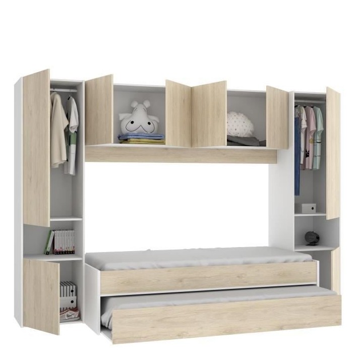 KWAI Lit gigogne enfant avec multiples rangements - 90 x 190 cm