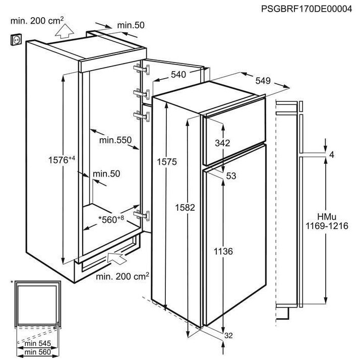 ELECTROLUX KTB2DE16S - Réfrigérateur congélateur haut encastrable -