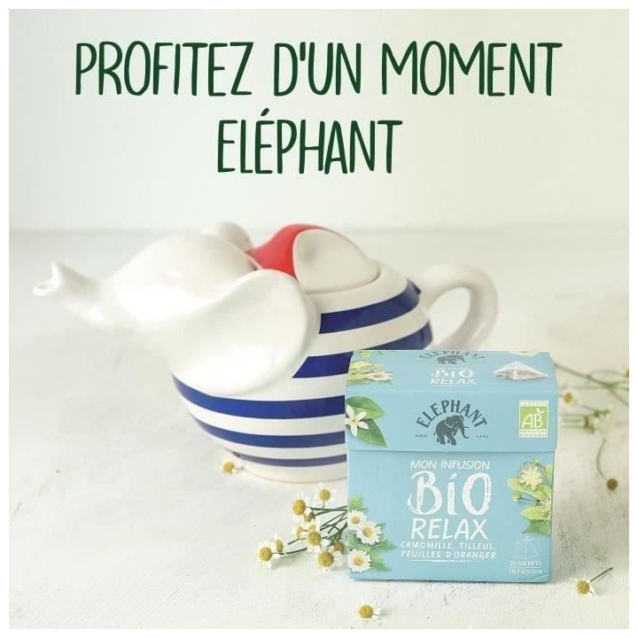 ELEPHANT Infusion Bio Relax avec Théiere Eléphant en porcelaine - 20