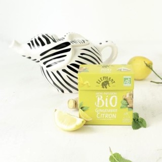 ELEPHANT Infusion Bio Gingembre Citron Avec Théiere Eléphant en porc