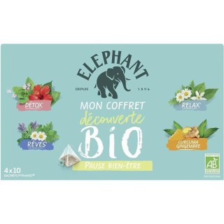 ELEPHANT Coffret Découverte Infusions Bio Bien etre - 40 sachets