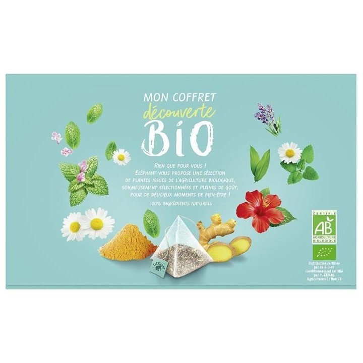 ELEPHANT Coffret Découverte Infusions Bio Bien etre - 40 sachets