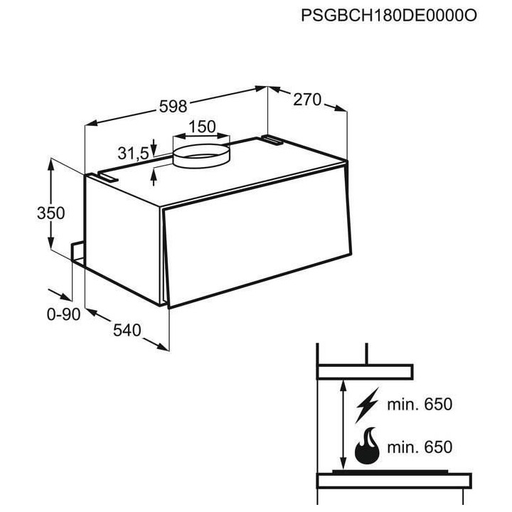 Hotte escamotable ELECTROLUX LFE116W - L 60 cm - Evacuation et Recycla