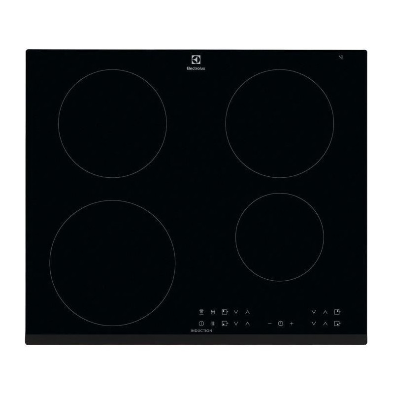 Plaque de cuisson induction - ELECTROLUX - 4 zones - 7350 W - L59 x P52 cm - Revetement verre - Noir - LIT6043