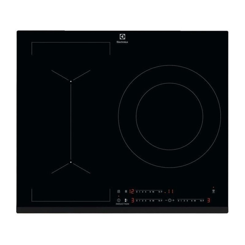 Plaque de cuisson induction ELECTROLUX - 3 zones - L 59 x P 52 cm - LIV633 - 7350 W - Revetement verre - Noir