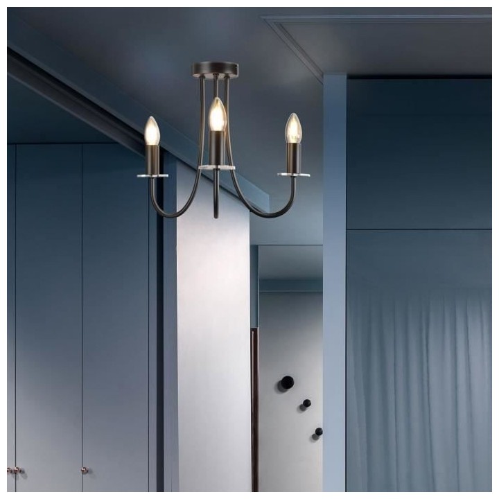 COREP Lustre 3 lumieres - Métal peint - Ø 42 cm - Noir