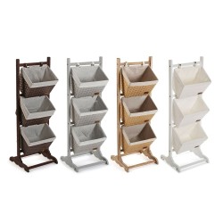 Etagère de salle de bains Versa Brun foncé 3 Paniers Bois Coton Rotin 35 x 102 x 35 cm