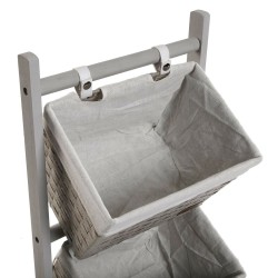 Etagère de salle de bains Versa Gris 4 Paniers Bois Coton Rotin 35 x 125 x 35 cm