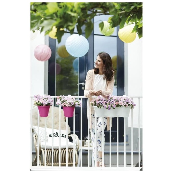 ELHO Jardiniere de balcon Corsica Simple - Rose cerise - Extérieur &