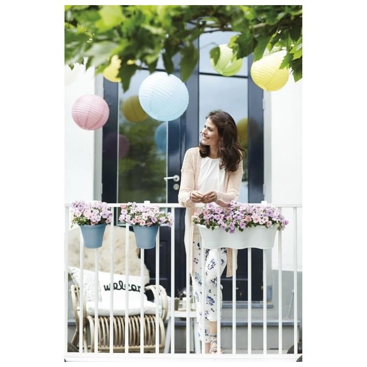 ELHO Jardiniere de balcon Corsica Simple - Bleu vintage - Extérieur &