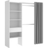 Dressing extensible avec rideau + 1 tiroir - Décor Blanc - L 160-113 x P 50 x H 205 cm - SUIT