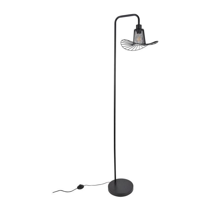 COREP Lampadaire base ronde - Métal - H 160 x Ø 30 x P 42 cm - Noir