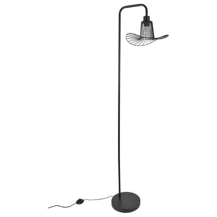 COREP Lampadaire base ronde - Métal - H 160 x Ø 30 x P 42 cm - Noir