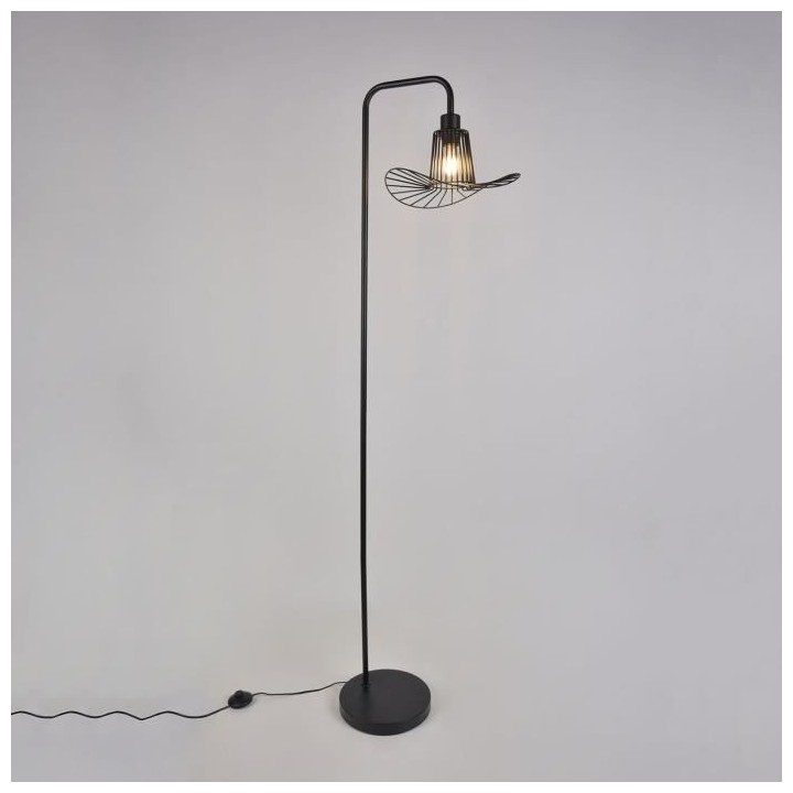 COREP Lampadaire base ronde - Métal - H 160 x Ø 30 x P 42 cm - Noir