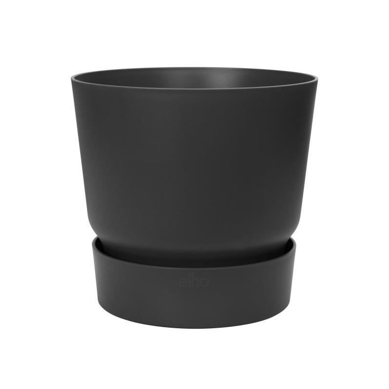 ELHO Pot de fleurs rond Greenville 25 - Extérieur - Ø 24,48 x H 23,31 cm - Vivre noir