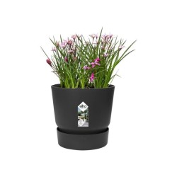 ELHO Pot de fleurs rond Greenville 25 - Extérieur - Ø 24,48 x H 23,31 cm - Vivre noir