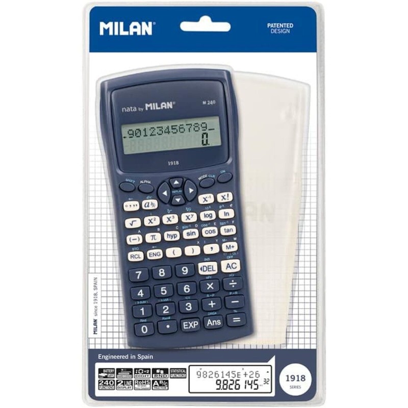 Calculatrice scientifique Milan M240-1918 16,7 x 8,4 x 1,9 cm Bleu