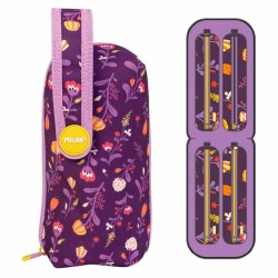 Trousse Scolaire avec Accessoires Milan Flowers 22,5 x 11,5 x 11 cm Lila